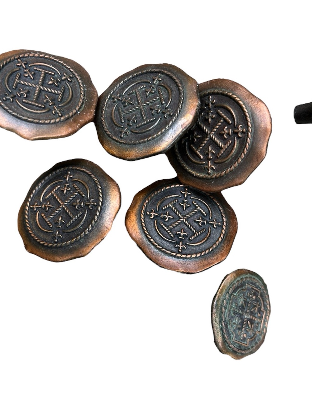 National Lock | Vintage Antique Furniture Knob Rope Braid Fleur-de-Lis Bronze